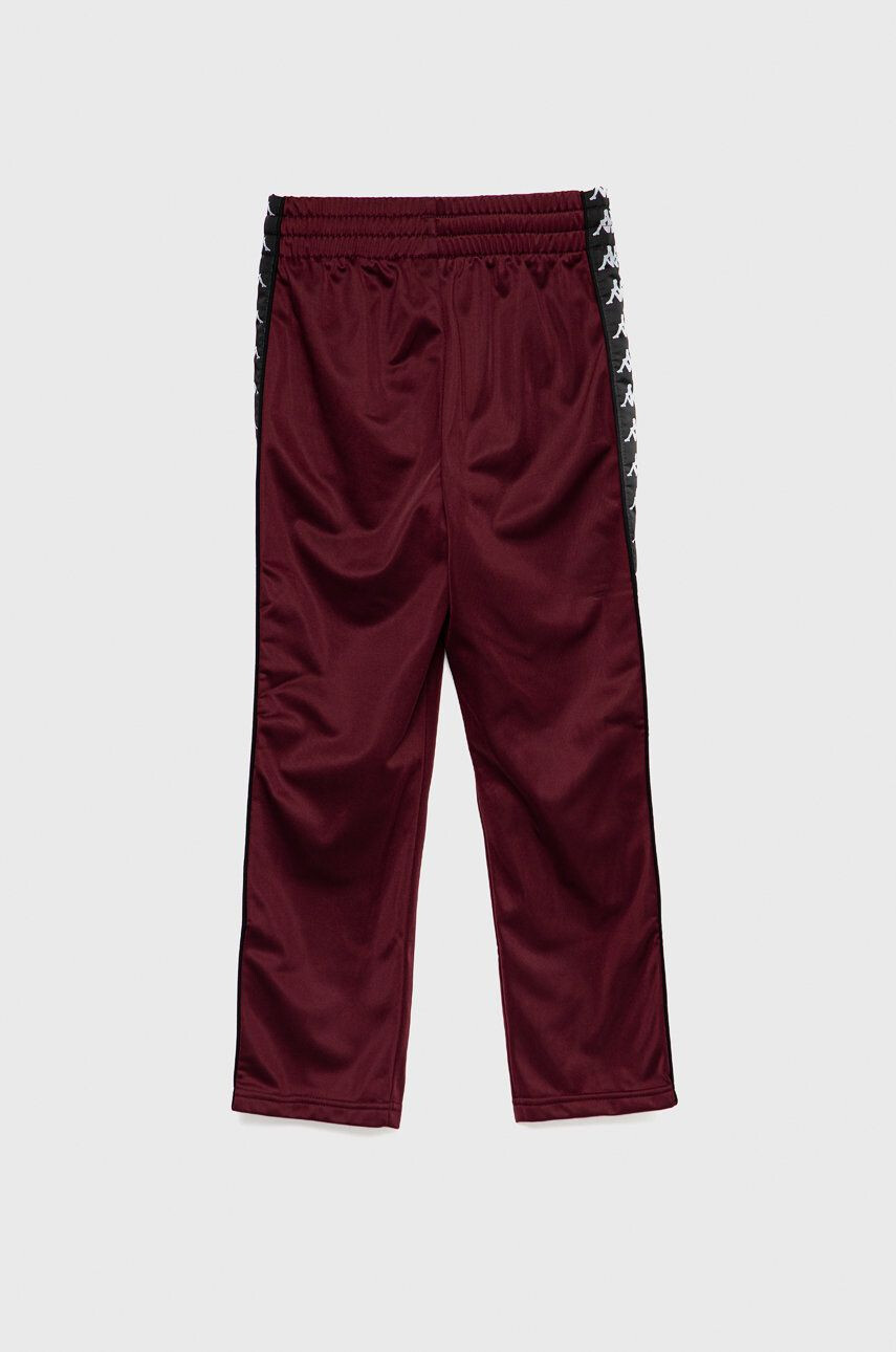 Kappa pantaloni de trening pentru copii culoarea bordo neted - Pled.ro