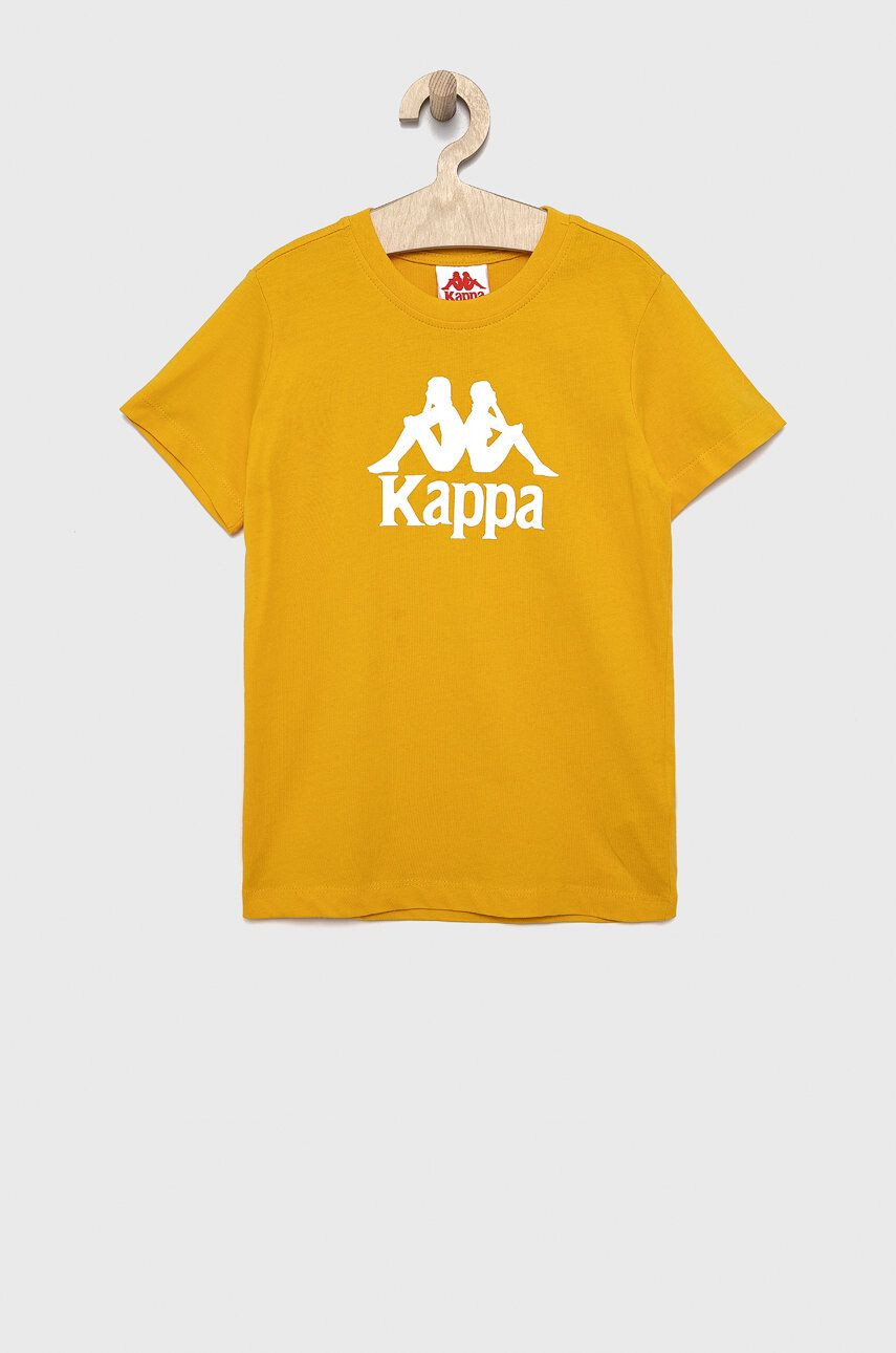 Kappa Tricou copii culoarea galben cu imprimeu - Pled.ro