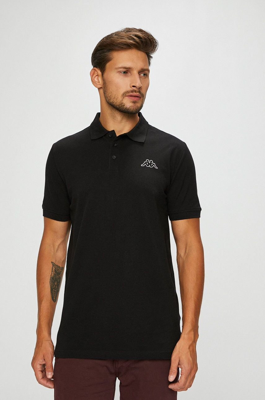 Kappa Polo de bumbac culoarea negru cu imprimeu - Pled.ro