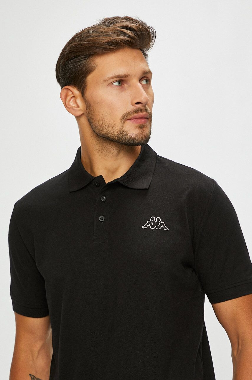 Kappa Polo de bumbac culoarea negru cu imprimeu - Pled.ro