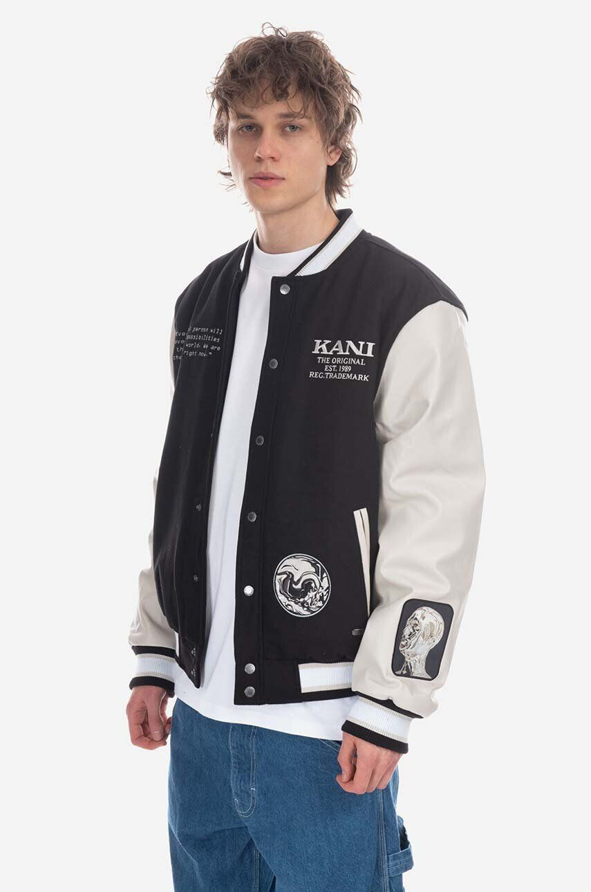 Karl Kani geacă de lână Retro Block College Jacket culoarea albastru marin de tranzitie 6085203-NAVY - Pled.ro