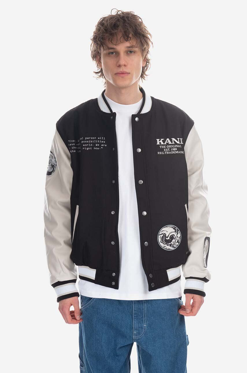 Karl Kani geacă de lână Retro Block College Jacket culoarea albastru marin de tranzitie 6085203-NAVY - Pled.ro