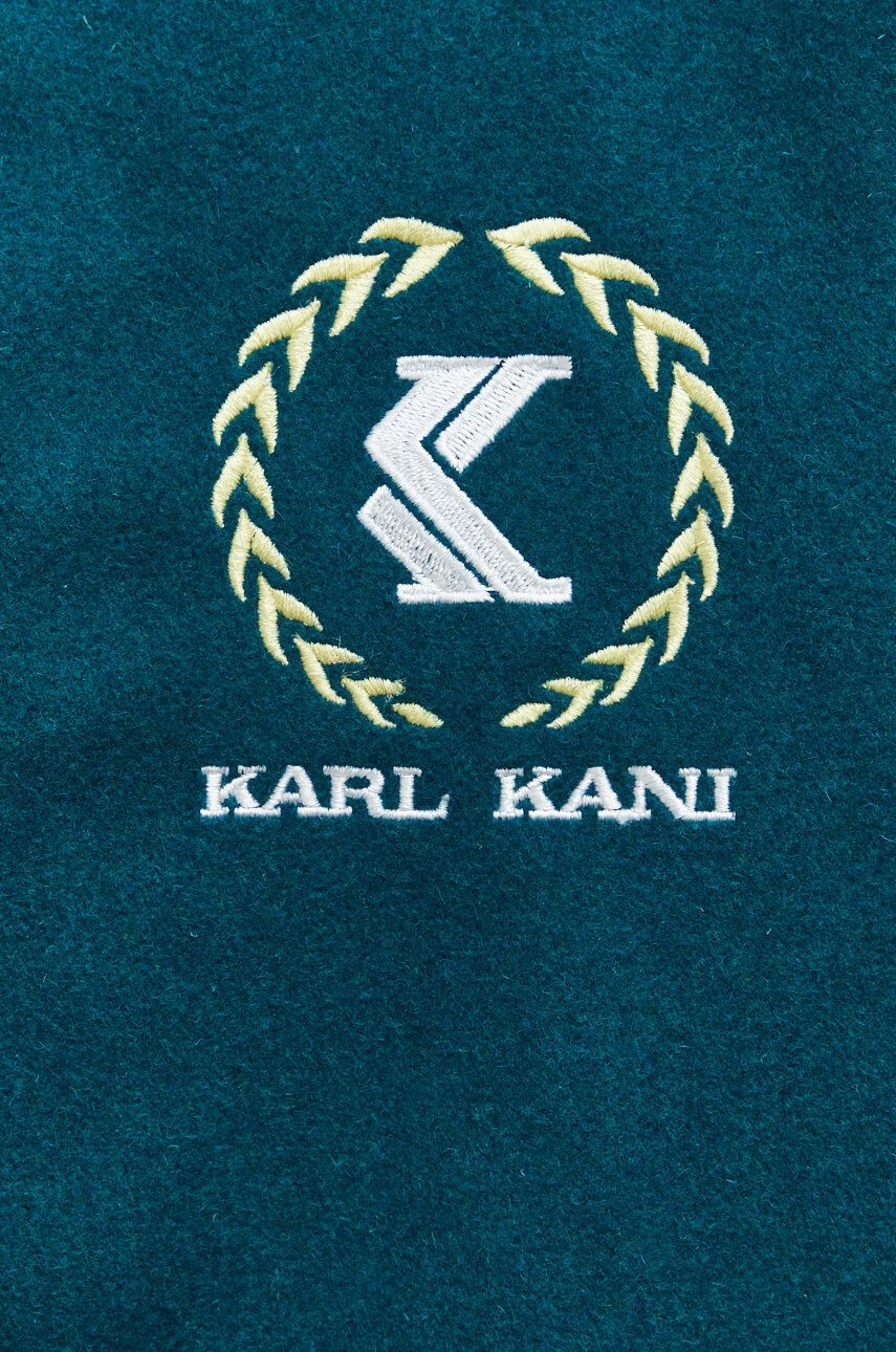 Karl Kani jachetă bomber din amestec de lână culoarea verde de tranzitie 6085174-dark.teal. - Pled.ro