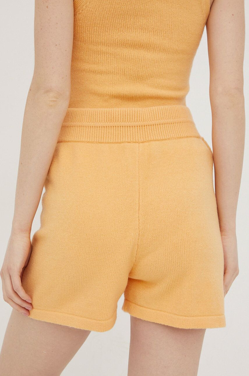 Karl Kani pantaloni scurti femei culoarea portocaliu neted high waist - Pled.ro