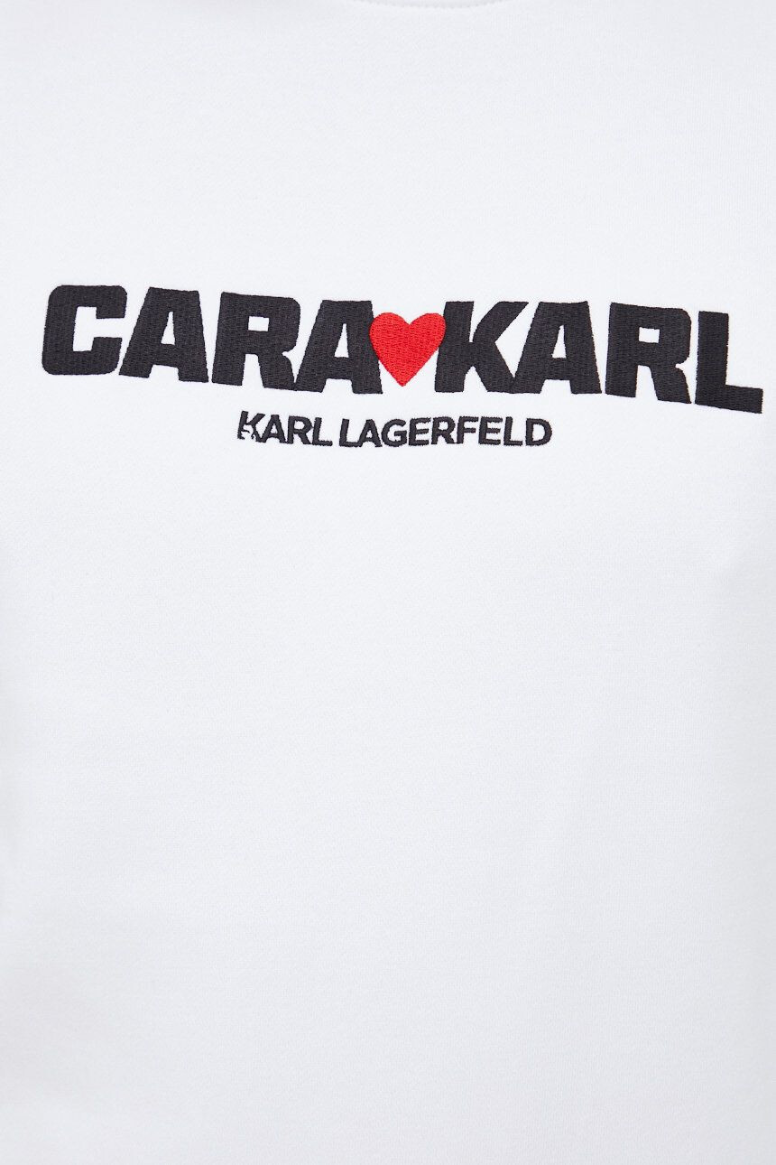 Karl Lagerfeld bluza X Cara Delevingne femei culoarea alb cu imprimeu - Pled.ro