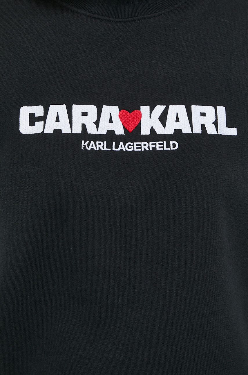 Karl Lagerfeld bluza X Cara Delevingne femei culoarea negru cu imprimeu - Pled.ro