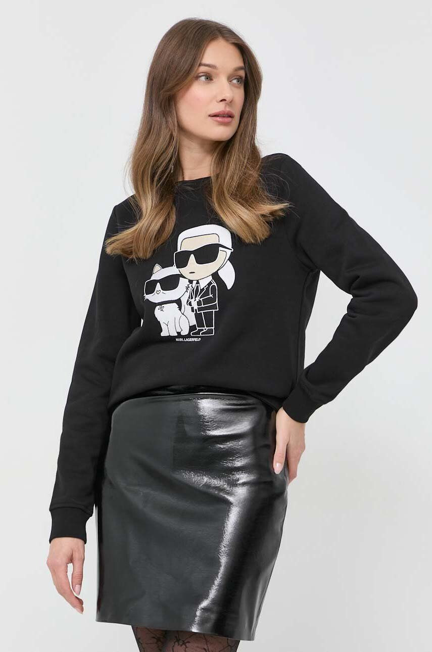 Karl Lagerfeld bluza femei culoarea negru cu imprimeu - Pled.ro