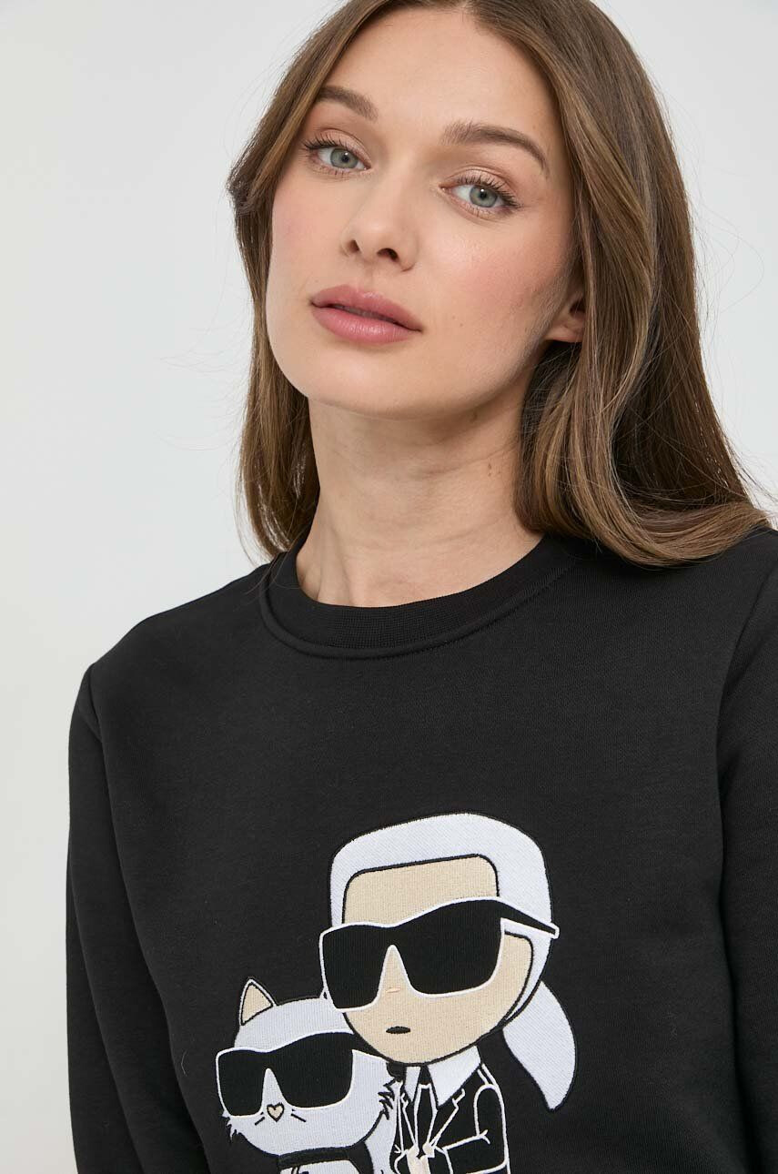 Karl Lagerfeld bluza femei culoarea negru cu imprimeu - Pled.ro