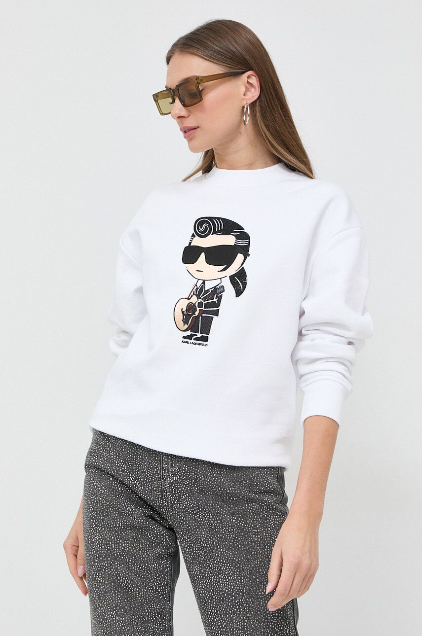 Karl Lagerfeld bluza femei culoarea alb cu imprimeu - Pled.ro