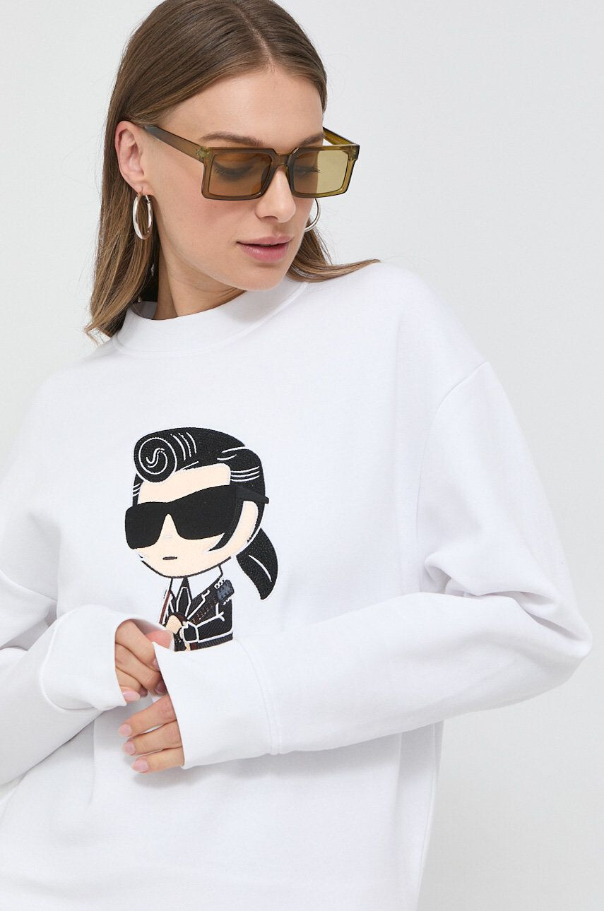 Karl Lagerfeld bluza femei culoarea alb cu imprimeu - Pled.ro