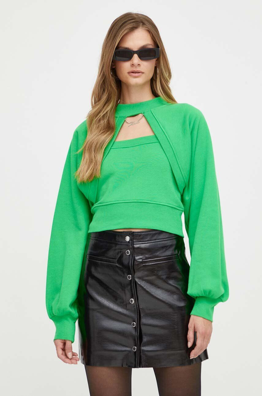 Karl Lagerfeld bluza femei culoarea verde neted - Pled.ro