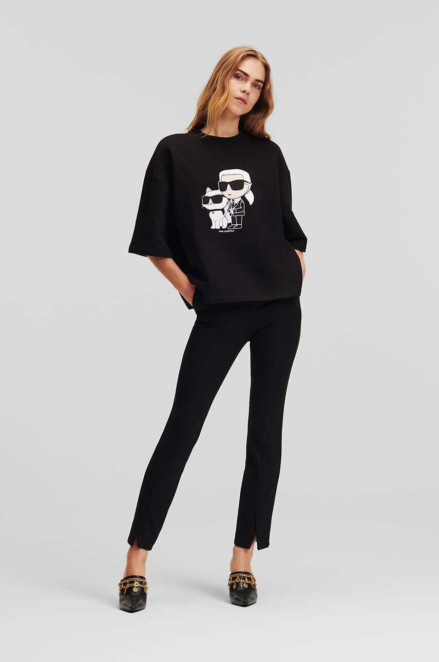 Karl Lagerfeld bluza femei culoarea negru cu imprimeu - Pled.ro