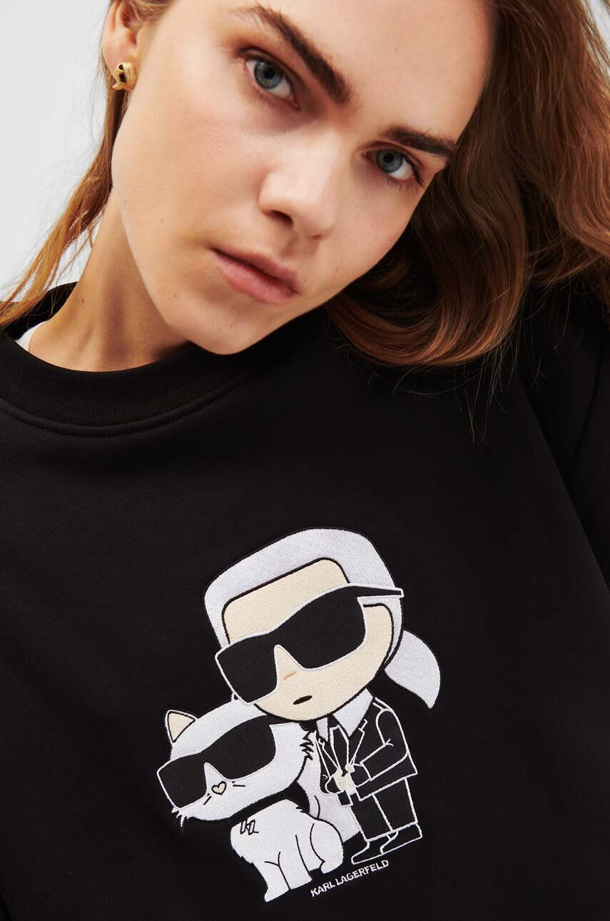 Karl Lagerfeld bluza femei culoarea negru cu imprimeu - Pled.ro