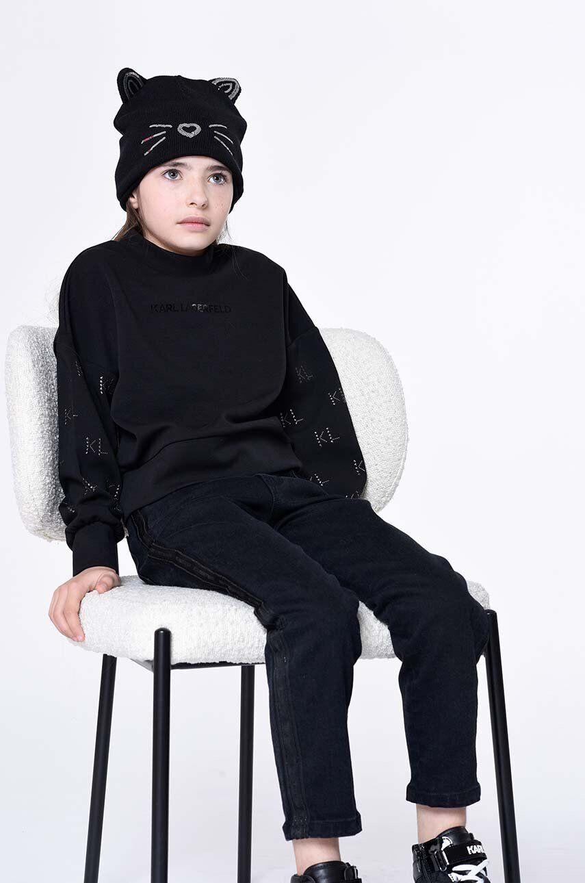 Karl Lagerfeld bluza copii culoarea negru cu imprimeu - Pled.ro