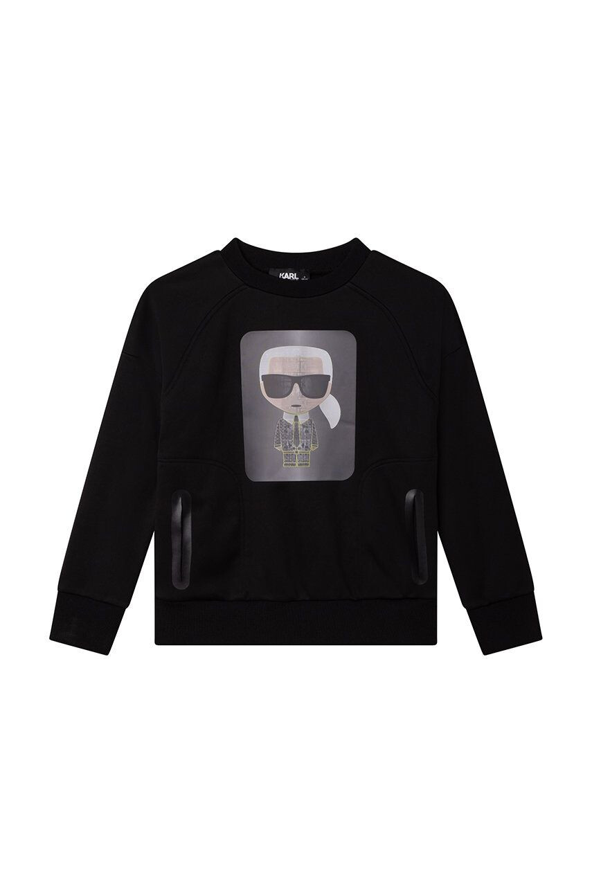 Karl Lagerfeld bluza copii culoarea negru cu imprimeu - Pled.ro