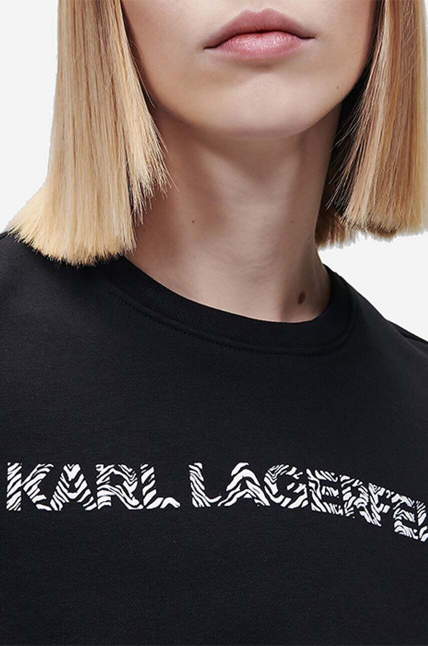 Karl Lagerfeld bluza Elongated Logo Zebra Sweat femei culoarea negru cu imprimeu - Pled.ro