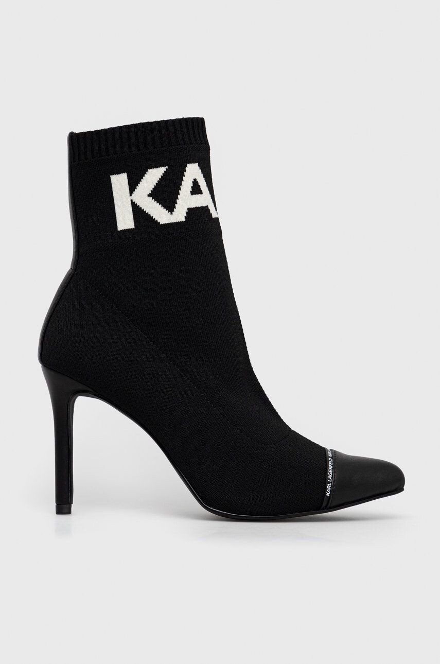 Karl Lagerfeld botine Panache Hi femei culoarea negru cu toc cui - Pled.ro