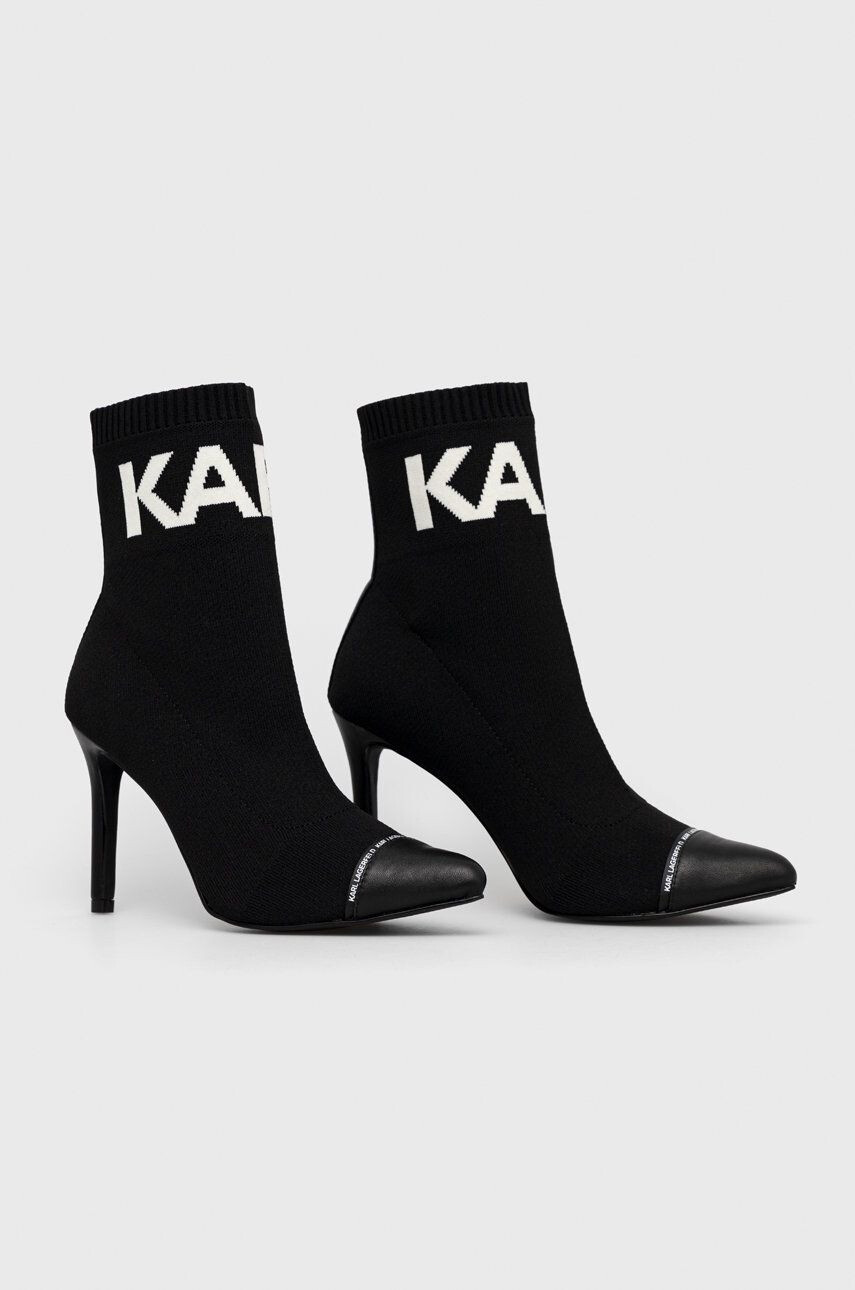 Karl Lagerfeld botine Panache Hi femei culoarea negru cu toc cui - Pled.ro