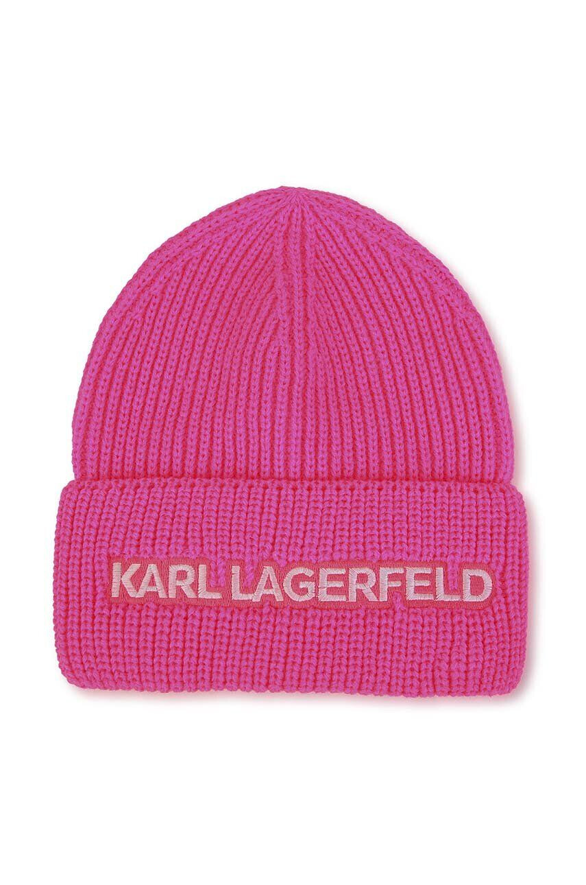 Karl Lagerfeld caciula copii culoarea violet din tricot gros - Pled.ro