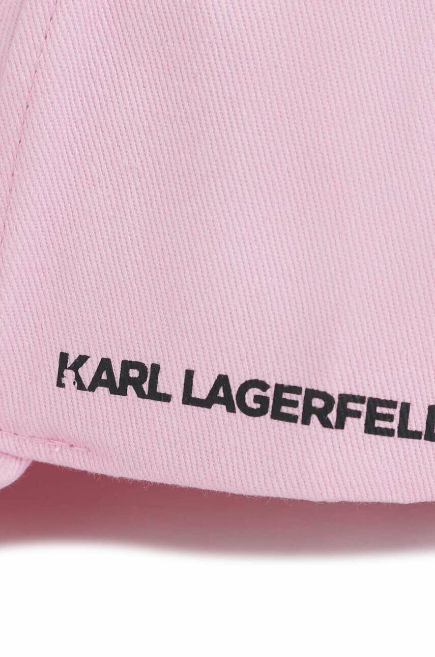 Karl Lagerfeld caciula de bumbac pentru copii culoarea roz cu imprimeu - Pled.ro