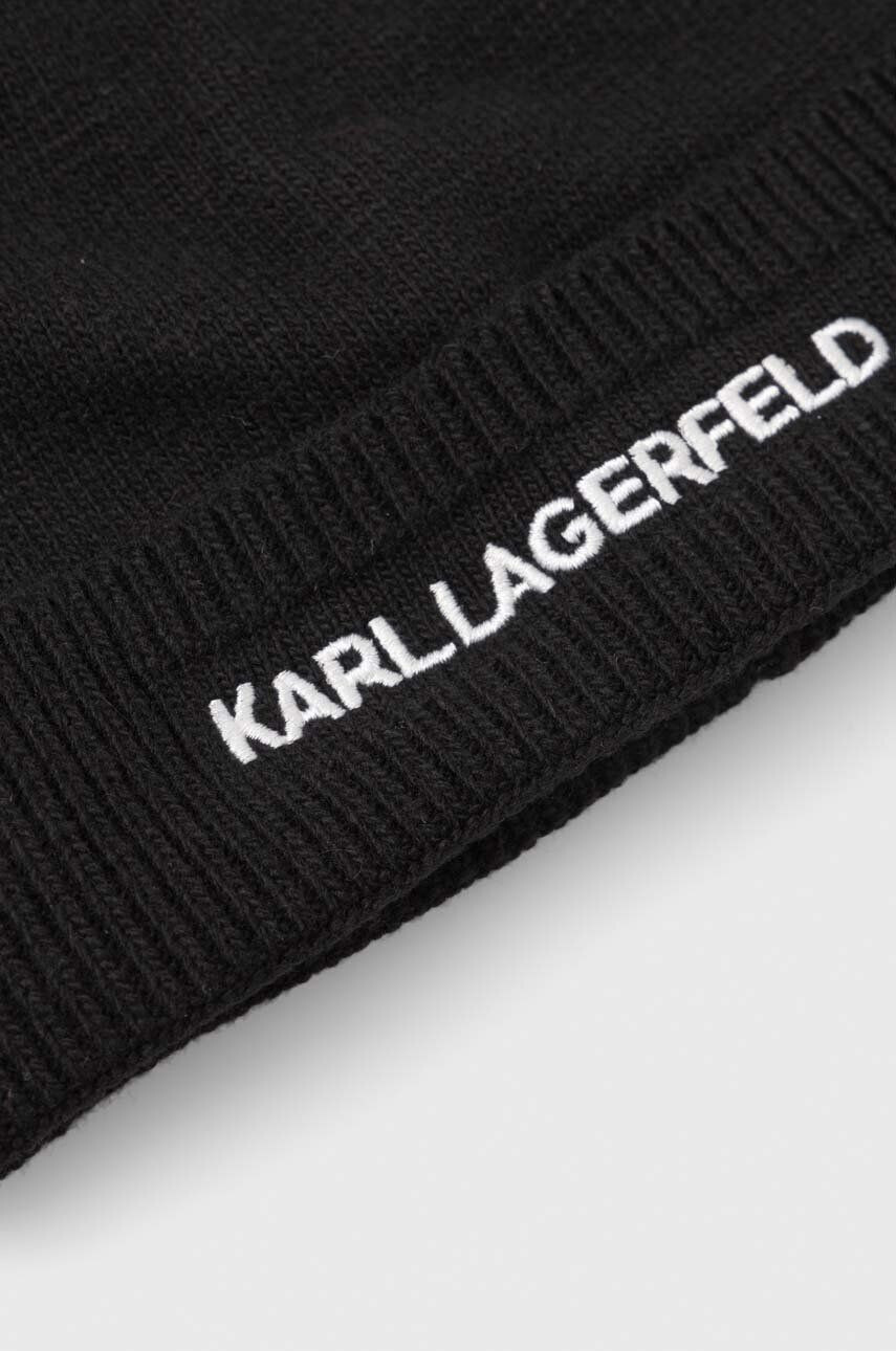 Karl Lagerfeld caciula din amestec de casmir culoarea negru din tesatura neteda - Pled.ro