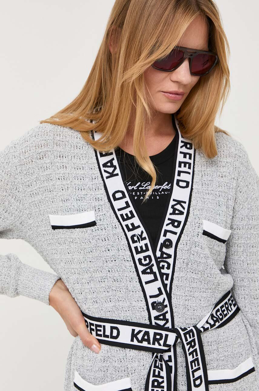 Karl Lagerfeld cardigan femei culoarea gri - Pled.ro