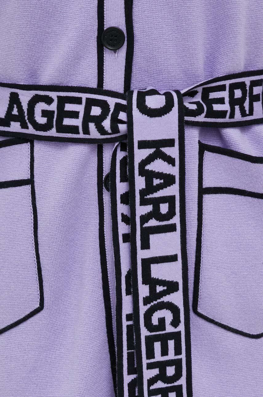 Karl Lagerfeld cardigan din amestec de lana femei culoarea violet - Pled.ro