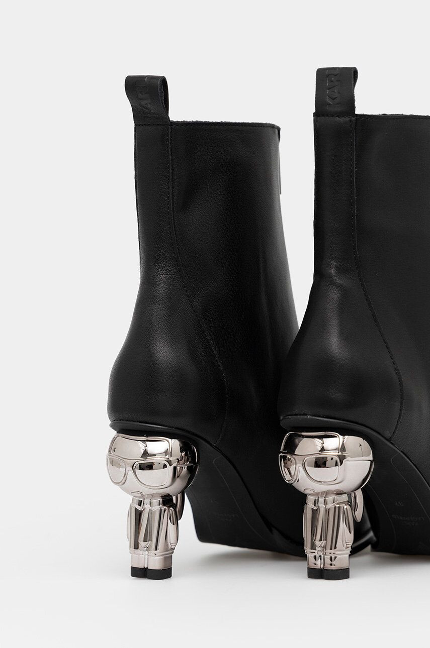 Karl Lagerfeld cizme de piele Ikon Heel femei culoarea negru cu toc drept - Pled.ro