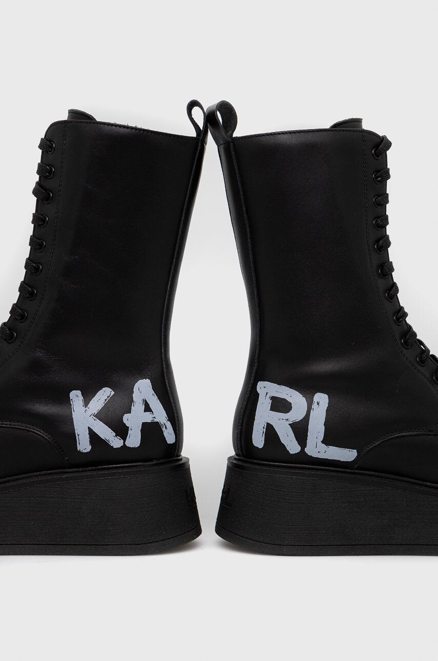 Karl Lagerfeld cizme de piele Zephyr femei culoarea negru cu platforma - Pled.ro