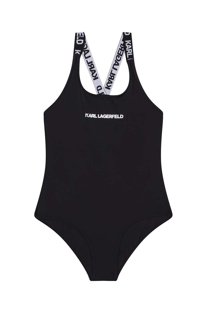 Karl Lagerfeld costum de baie dintr-o bucată pentru copii culoarea negru - Pled.ro