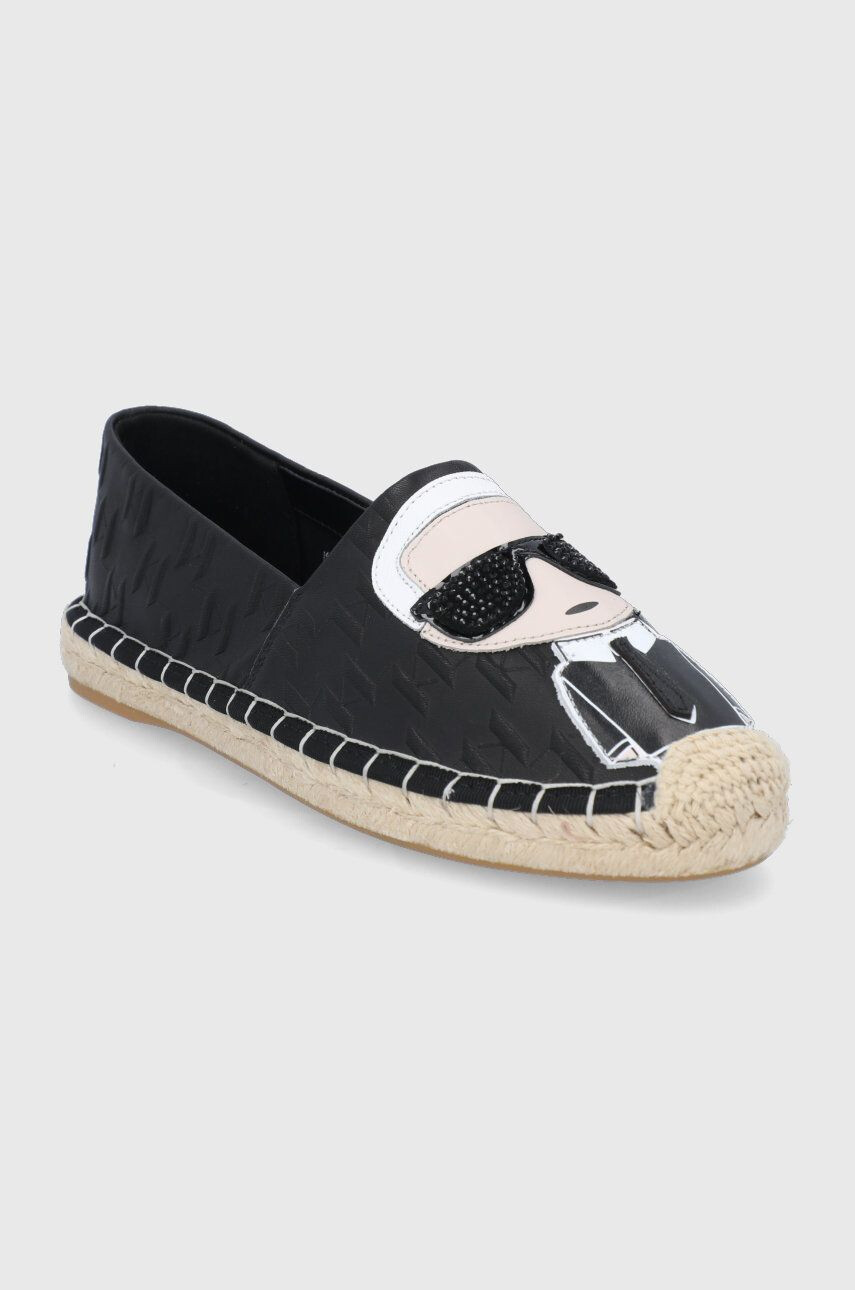 Karl Lagerfeld espadrile de piele Kamini culoarea negru - Pled.ro