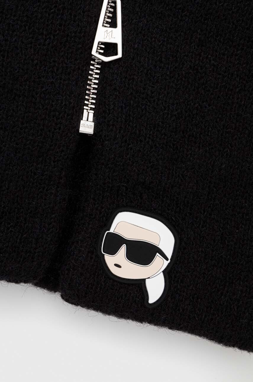 Karl Lagerfeld fular din amestec de lana culoarea negru neted - Pled.ro