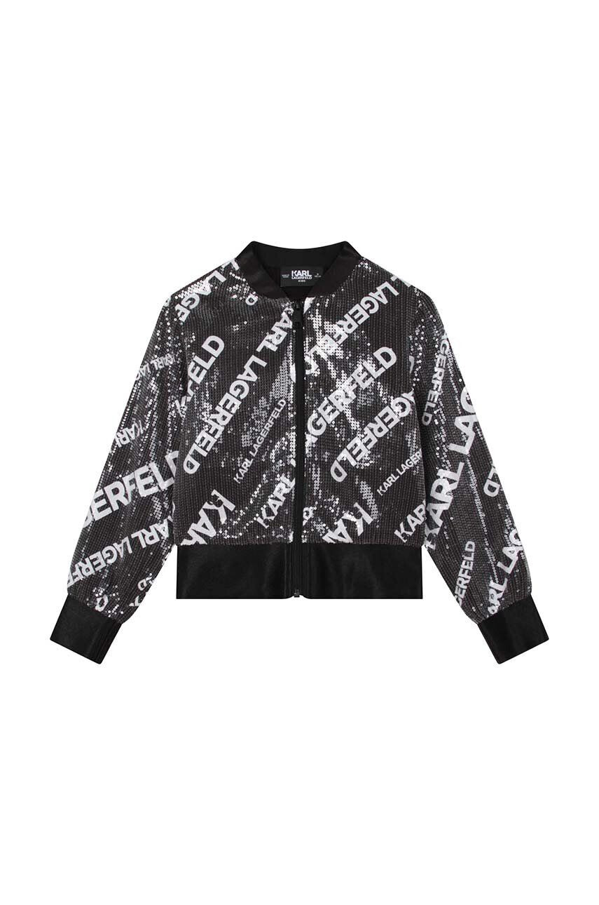 Karl Lagerfeld geaca bomber pentru copii culoarea negru - Pled.ro