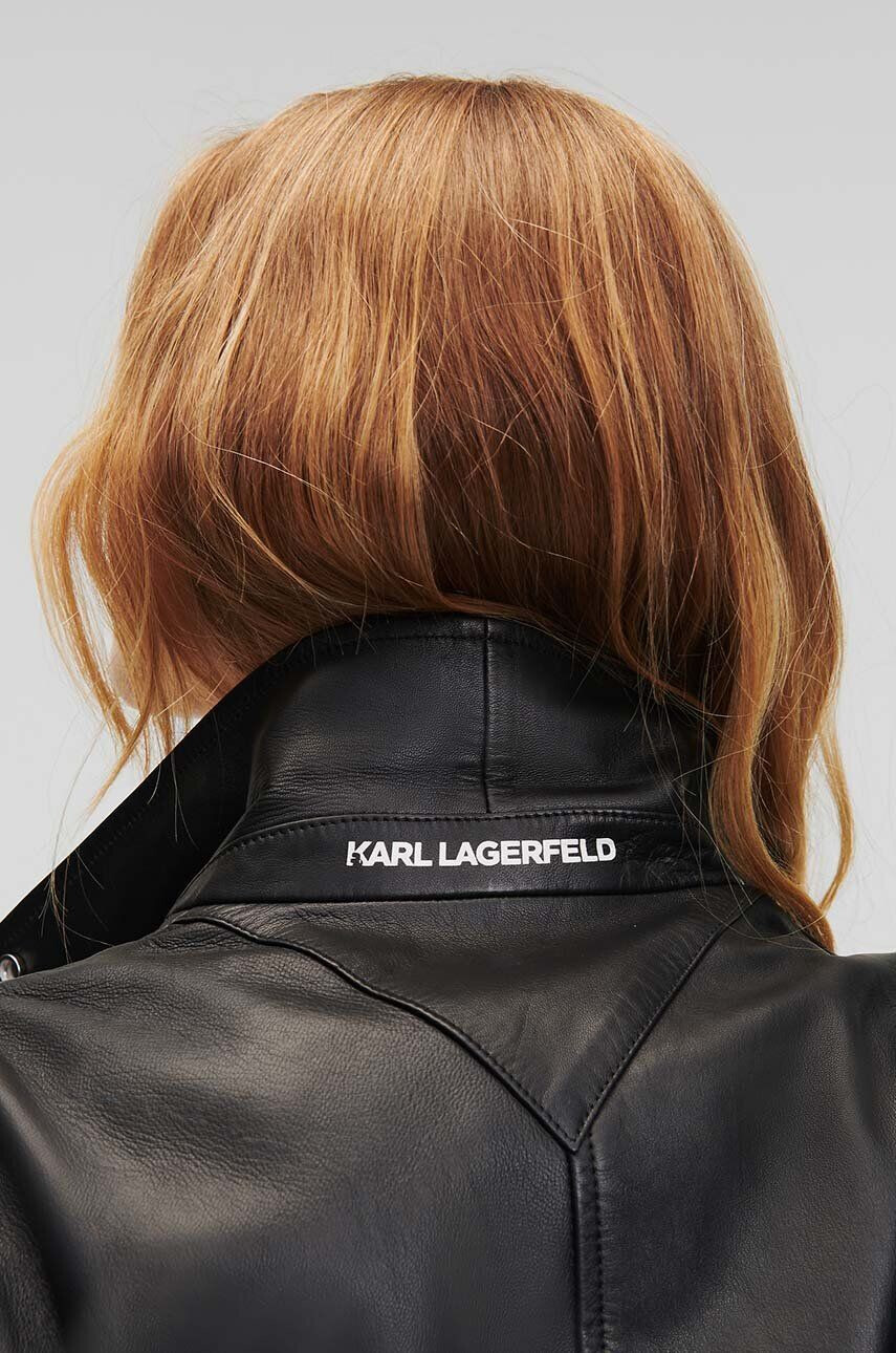 Karl Lagerfeld geaca ramones de piele femei culoarea negru de tranzitie - Pled.ro