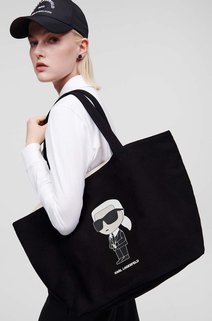 Karl Lagerfeld geanta de bumbac culoarea negru - Pled.ro