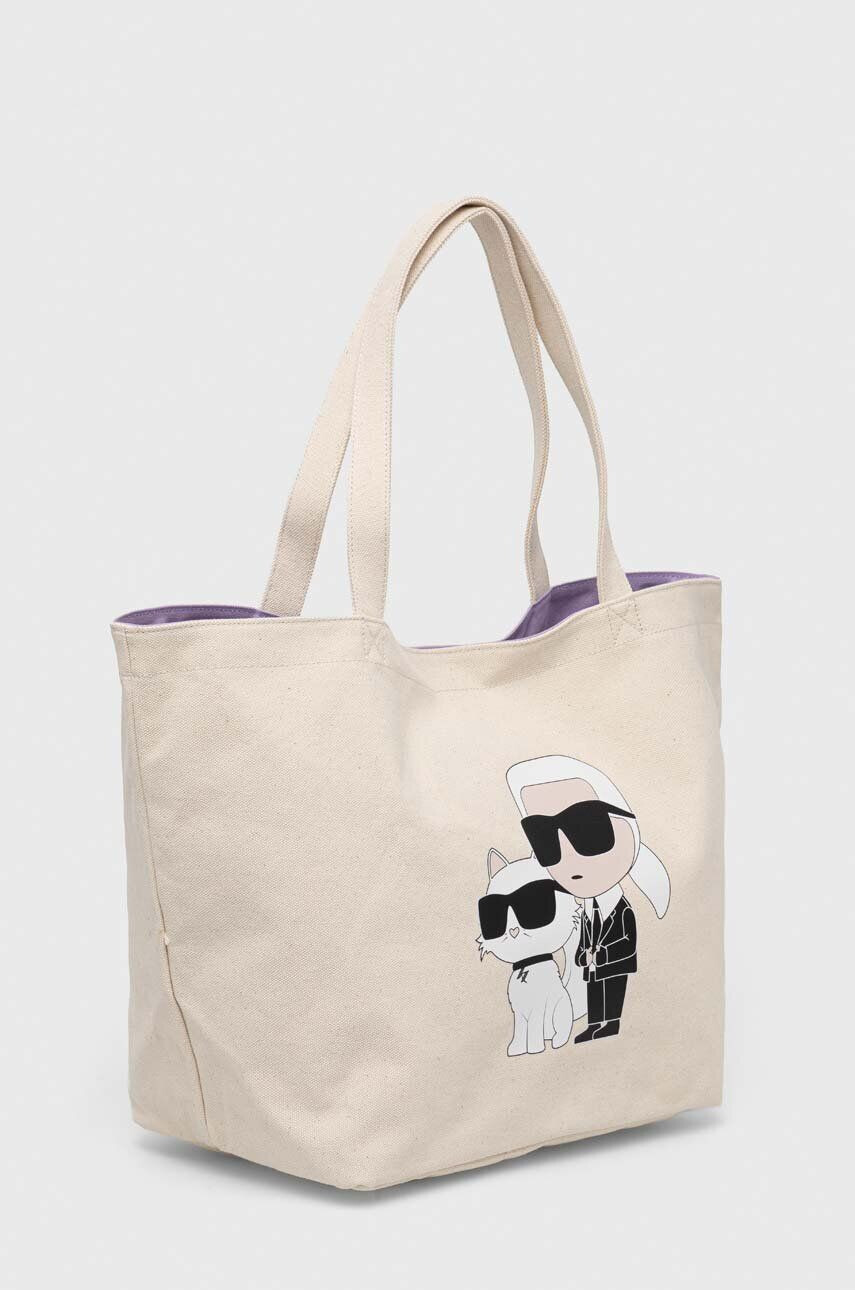 Karl Lagerfeld geanta de bumbac culoarea bej - Pled.ro