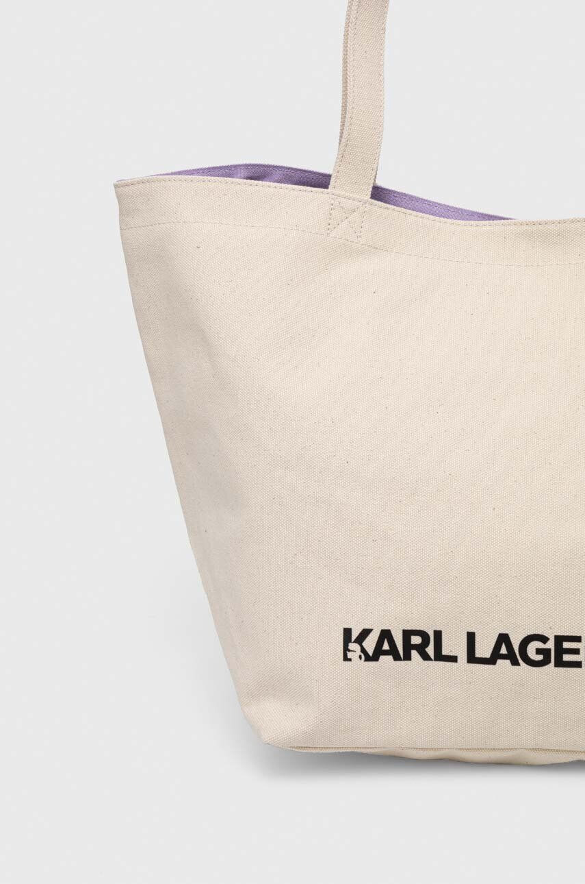 Karl Lagerfeld geanta de bumbac culoarea bej - Pled.ro