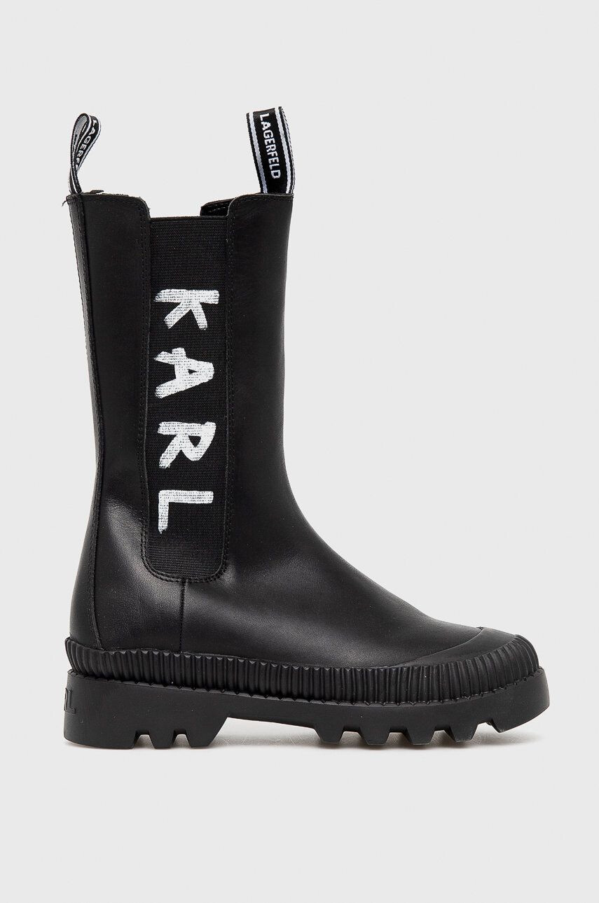 Karl Lagerfeld Ghete Chelsea de piele femei culoarea negru cu platformă - Pled.ro