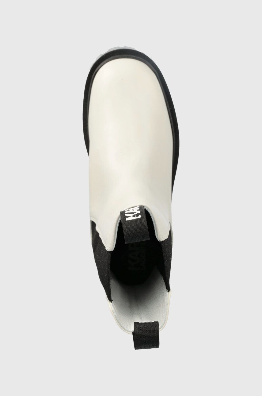 Karl Lagerfeld ghete chelsea de piele Biker Ii femei culoarea alb cu toc plat - Pled.ro