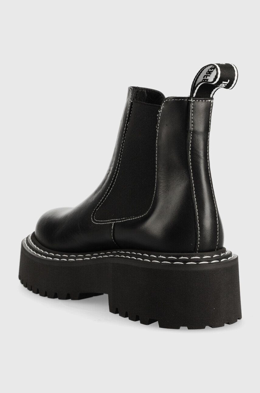 Karl Lagerfeld ghete chelsea de piele PATROL II femei culoarea negru cu toc plat KL45251 - Pled.ro