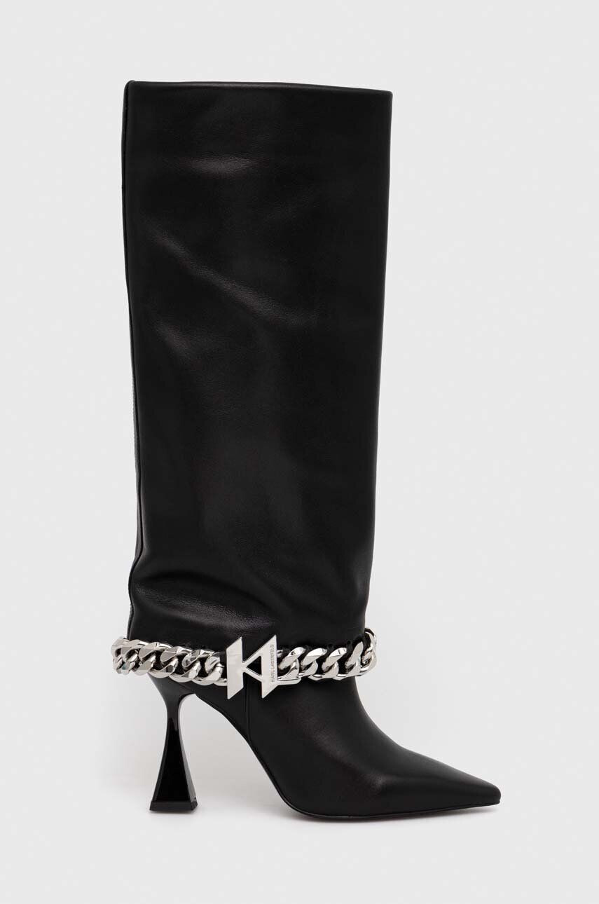 Karl Lagerfeld ghete de piele DEBUT femei culoarea negru cu toc cui KL32080 - Pled.ro