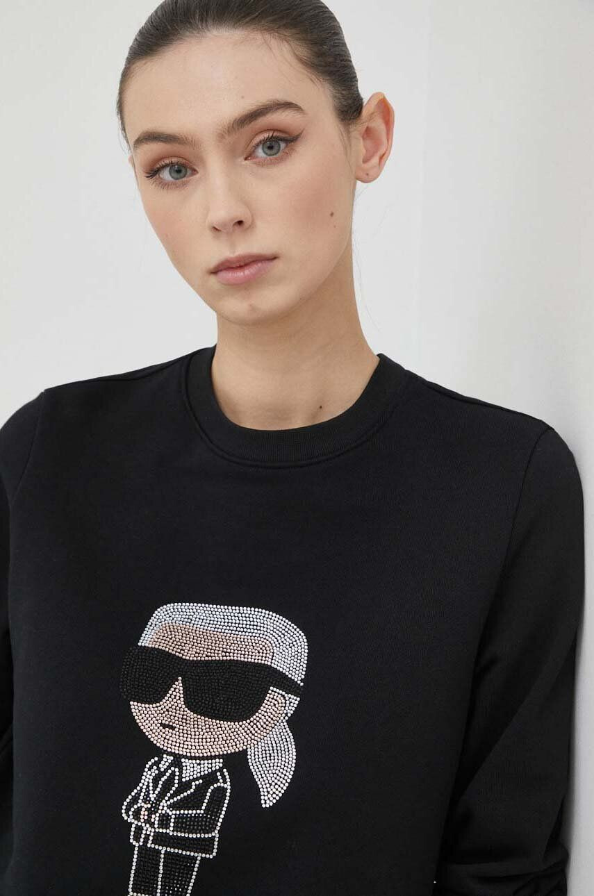 Karl Lagerfeld hanorac de bumbac femei culoarea negru cu imprimeu - Pled.ro