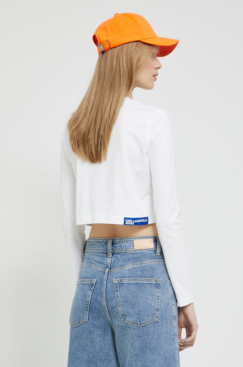 Karl Lagerfeld Jeans longsleeve din bumbac culoarea alb - Pled.ro