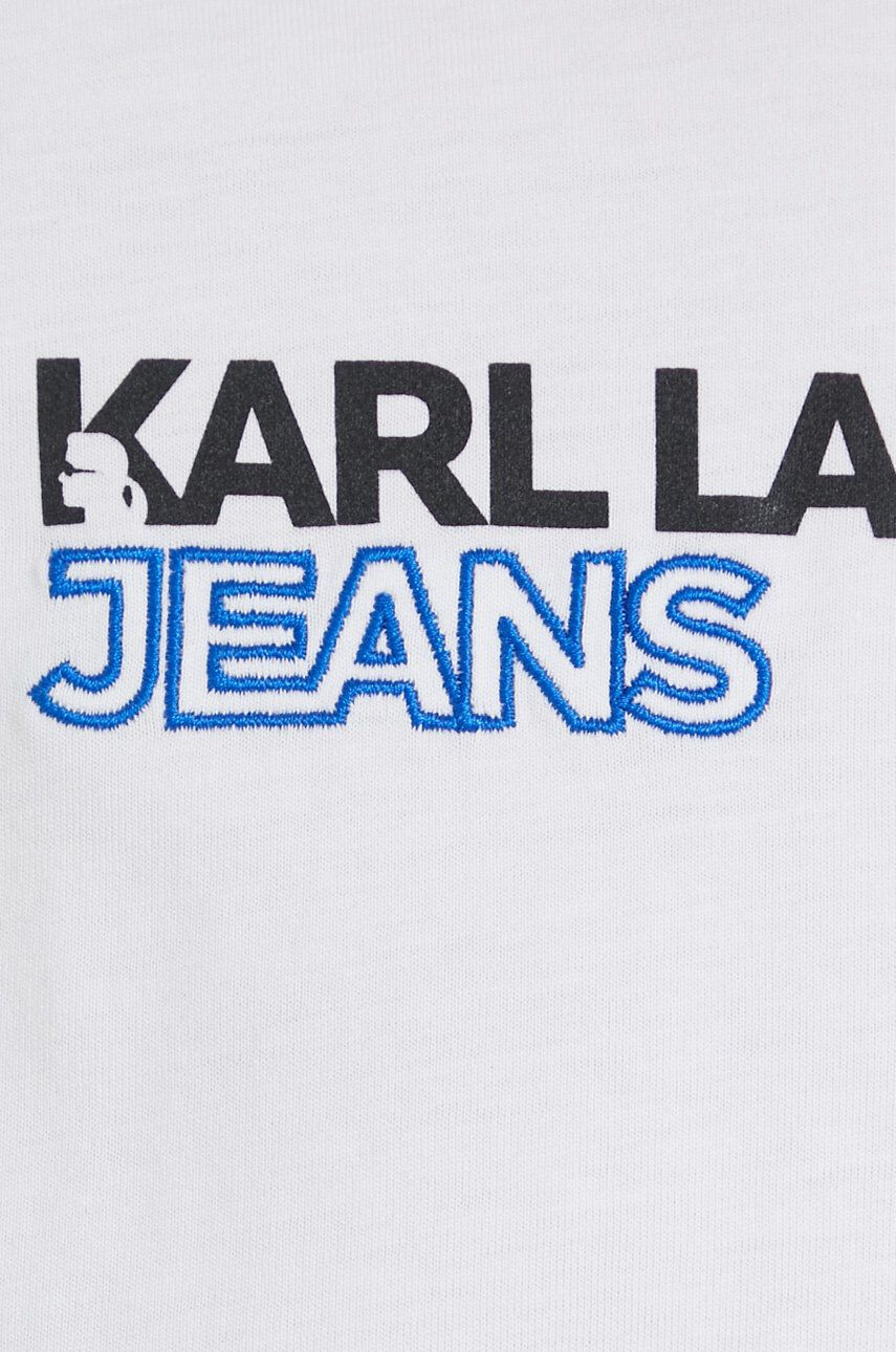 Karl Lagerfeld Jeans longsleeve din bumbac culoarea alb - Pled.ro