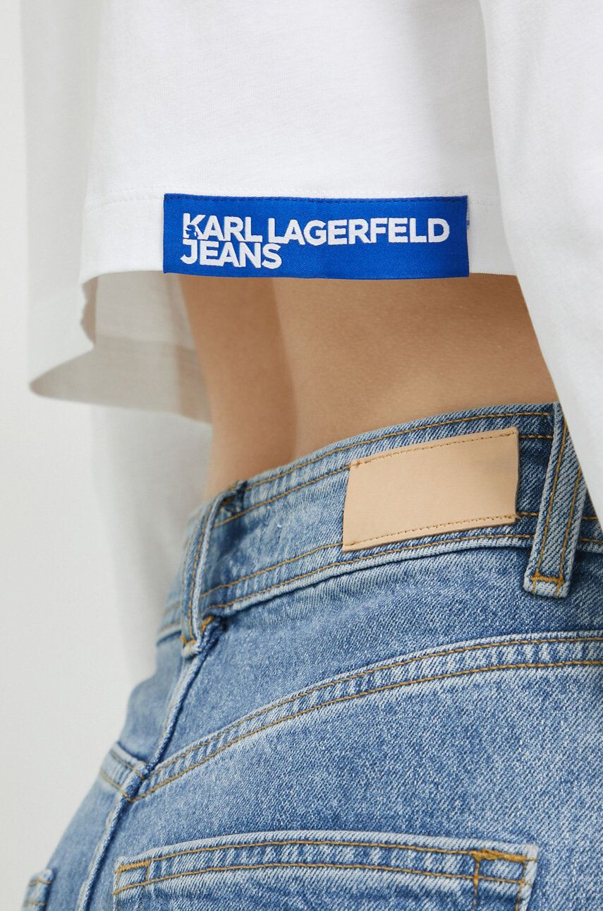 Karl Lagerfeld Jeans longsleeve din bumbac culoarea alb - Pled.ro