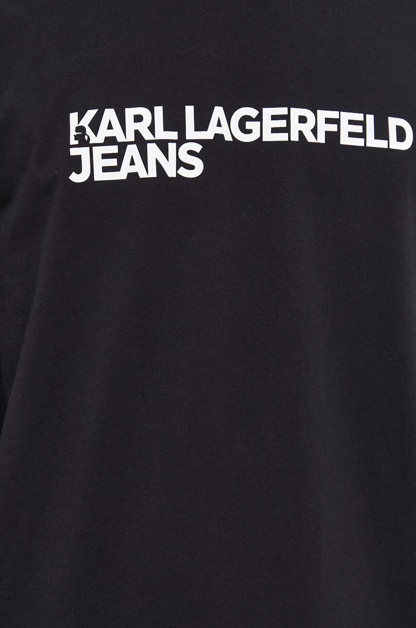 Karl Lagerfeld Jeans longsleeve din bumbac culoarea negru cu imprimeu - Pled.ro