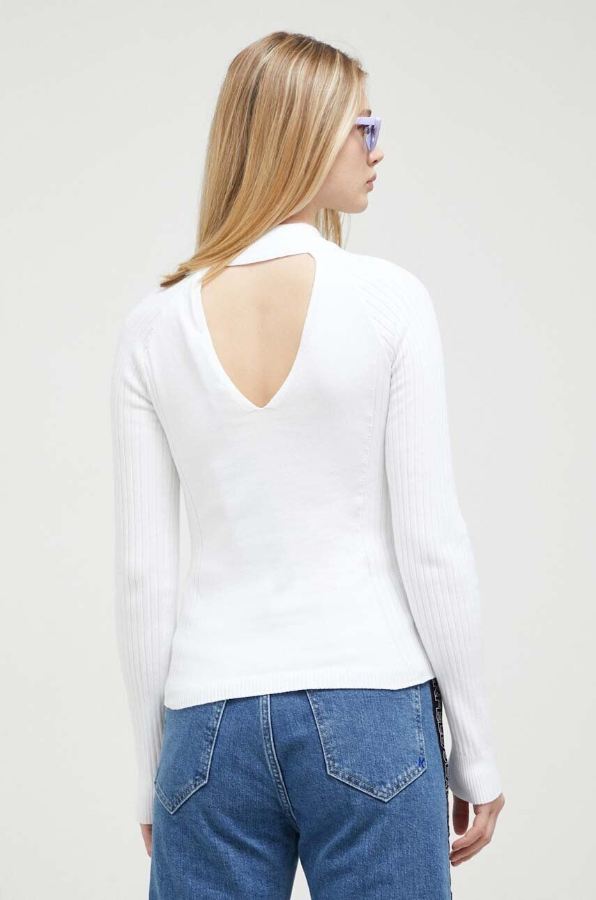 Karl Lagerfeld Jeans pulover femei culoarea alb cu turtleneck - Pled.ro