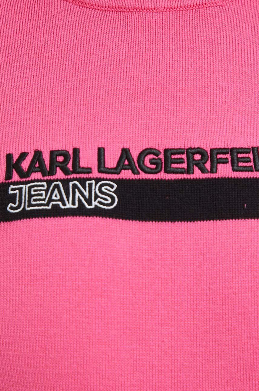 Karl Lagerfeld Jeans pulover femei culoarea roz cu turtleneck - Pled.ro