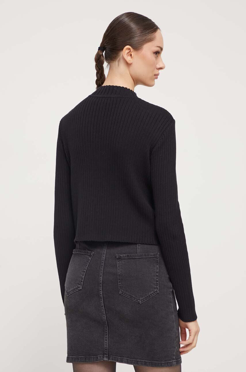 Karl Lagerfeld Jeans pulover femei culoarea negru light cu turtleneck - Pled.ro