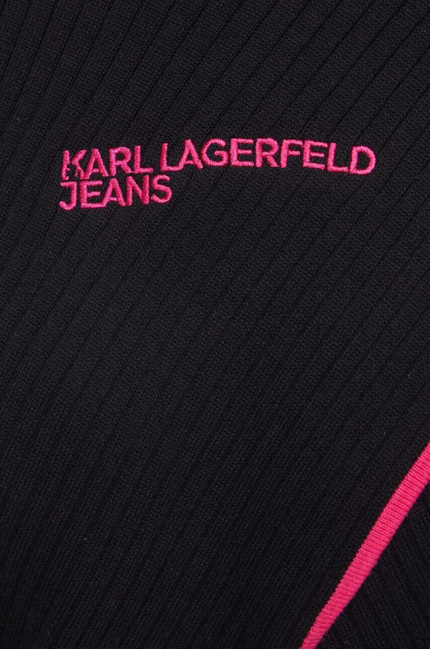 Karl Lagerfeld Jeans pulover femei culoarea negru light cu turtleneck - Pled.ro